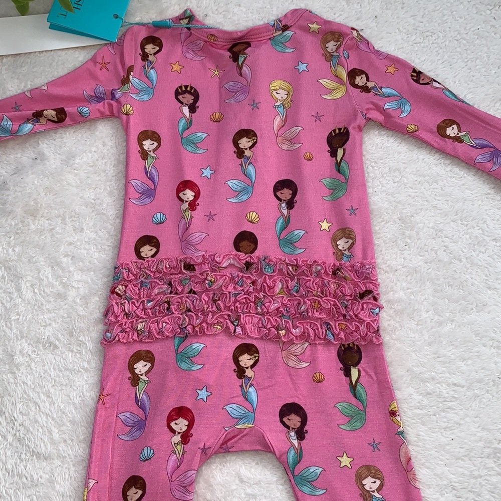 NWT Posh Peanut Mermaid Footie 9-12M Mermaids Pink - Picture 9 of 9
